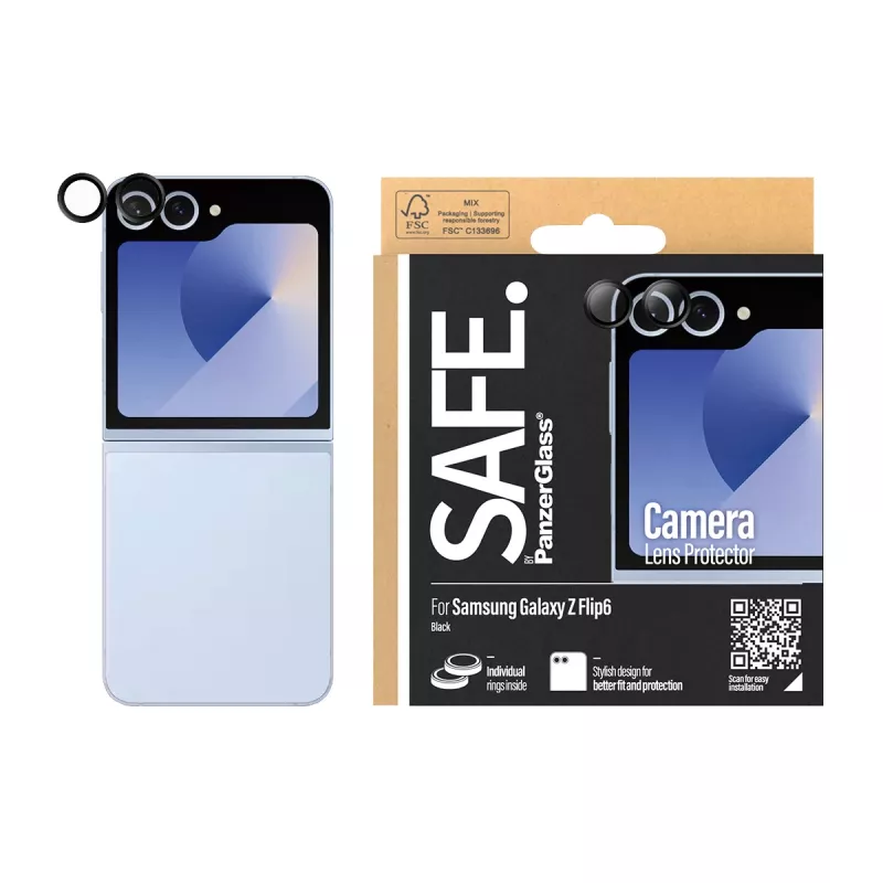 Kameraschutz PanzerGlass SAFE. für Samsung Galaxy Z Flip6 Schwarz Kratzfest Stoßfest