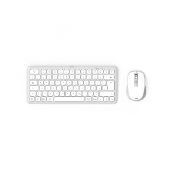 Hama WKM-500 Tastatur Maus inklusive Home USB + RF Wireless + Bluetooth QWERTZ Deutsch Grau, Weiß