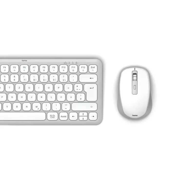 Hama WKM-500 Tastatur Maus inklusive Home USB + RF Wireless + Bluetooth QWERTZ Deutsch Grau, Weiß