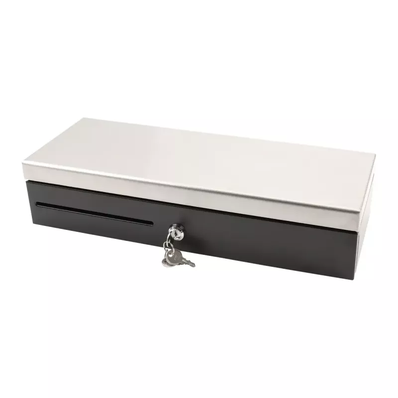 Elektronische Kassenschublade Olympia HS-170S mit Kunststoff-/Stahlgehäuse, schwarz und Edelstahl-Finish