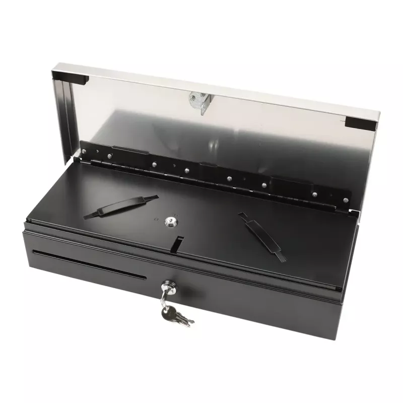 Elektronische Kassenschublade Olympia HS-170S mit Kunststoff-/Stahlgehäuse, schwarz und Edelstahl-Finish