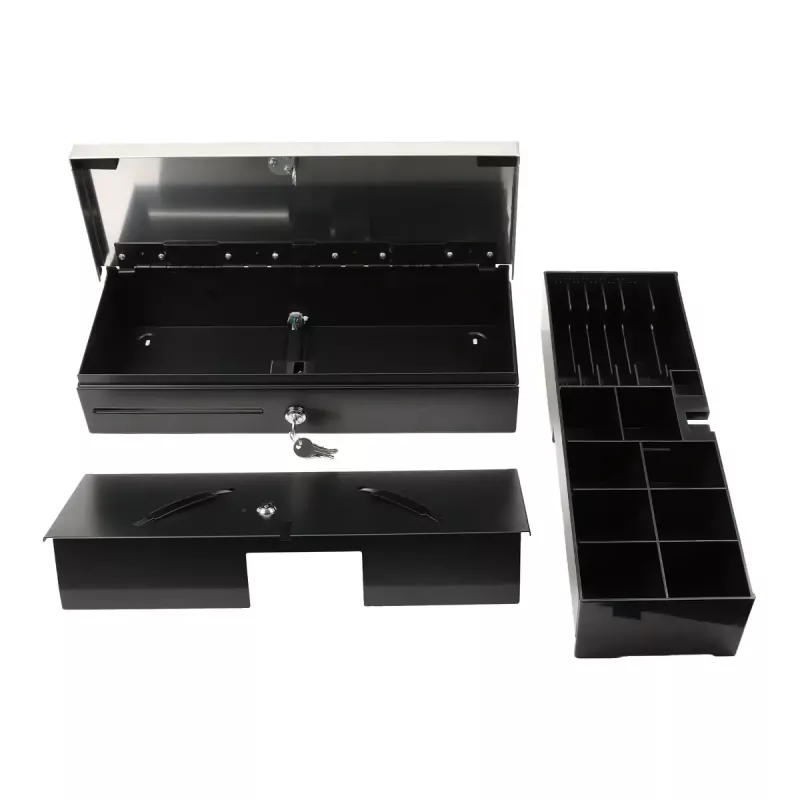 Elektronische Kassenschublade Olympia HS-170S mit Kunststoff-/Stahlgehäuse, schwarz und Edelstahl-Finish