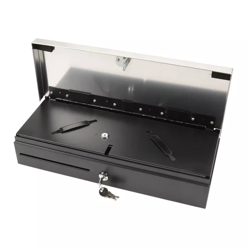 Elektronische Kassenschublade Olympia HS-170S mit Kunststoff-/Stahlgehäuse, schwarz und Edelstahl-Finish