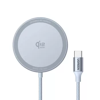 Kabelloses Kfz-Ladegerät UGREEN MagFlow (USB-betrieben, 12 V Eingang, Grau) für Smartphones