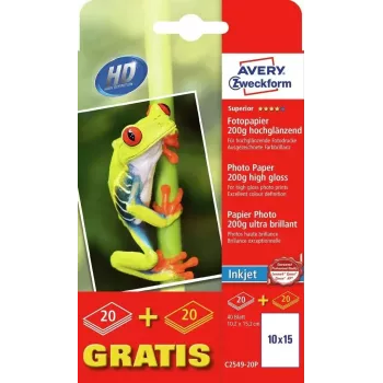Fotopapier Avery C2549-20P Hochglanz