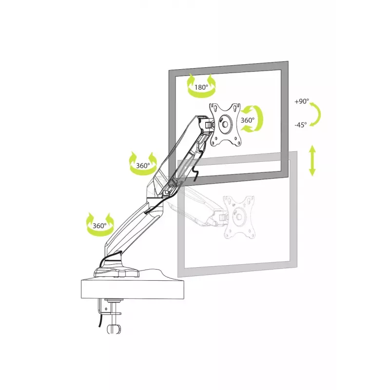 Monitorhalterung Port Designs 901104 81,3 cm Schwarz Klemmbefestigung VESA 75x75 100x100