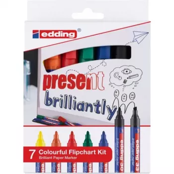 Permanent-Marker Edding Farbenfrohes Flipchart-Set sortiert 7 Stück