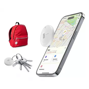 Cellularline Tracy – Designed for iOS Item Tracker kompatibel mit Android, ideal zum Auffinden von Schlüsseln, Rucksäcken und persönlichen Gegenständen über Apples „Wo ist?“-App. Kompakt, präzise und einfach einzurichten.
