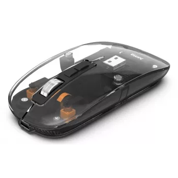 Hama WM-600 Multi-Device-Maus, kabellos, Funk/Bluetooth, flach, 6 Tasten, transparent