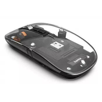 Hama WM-600 Multi-Device-Maus, kabellos, Funk/Bluetooth, flach, 6 Tasten, transparent