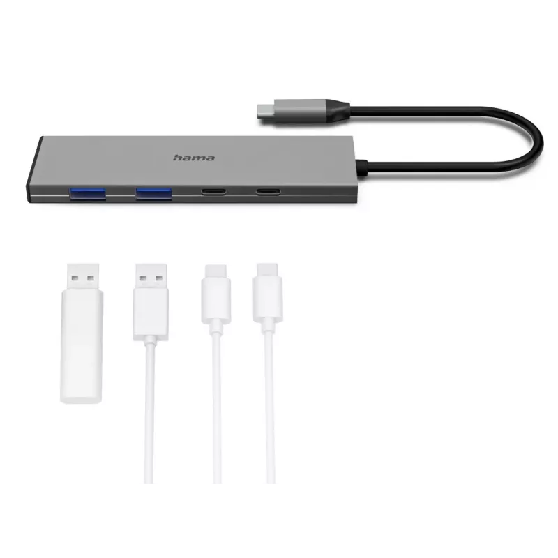 Hama 00200147 Schnittstellen-Hub USB Type-C 10000 Mbit/s Grau