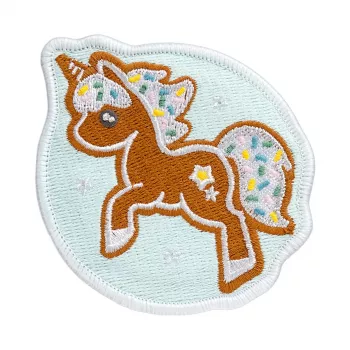Badge LAUT MAGMOJI BADGE – Unicorn Cookie Christmas Edition, PVC & Silikon, Braun/Hellblau, 1 Stk.