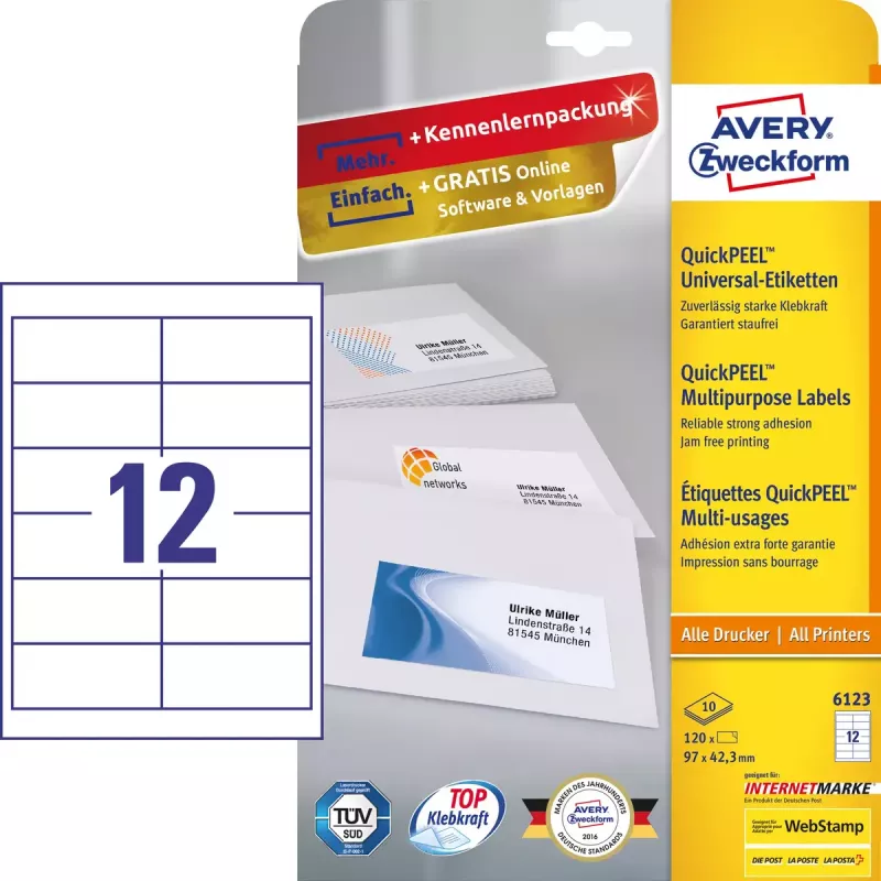 Labels Avery 6123 Weiß