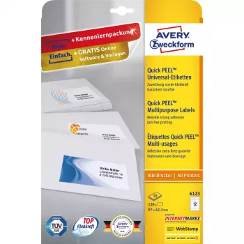Labels Avery 6123 Weiß