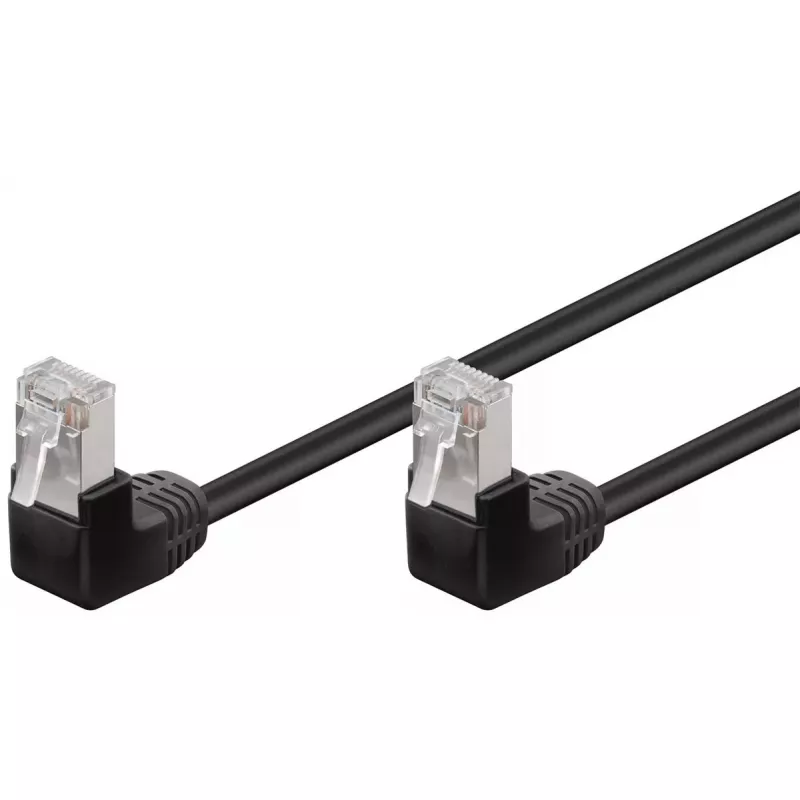 Patchkabel Goobay CAT 5e 2x 90° abgewinkelt F/UTP Schwarz 2 m