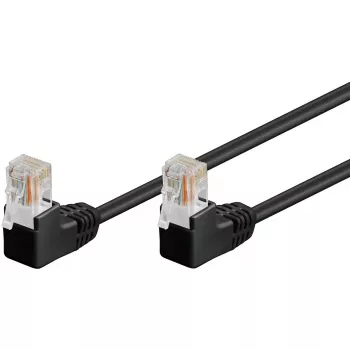 Patchkabel Goobay CAT 5e 2x 90° abgewinkelt U/UTP Schwarz 3m