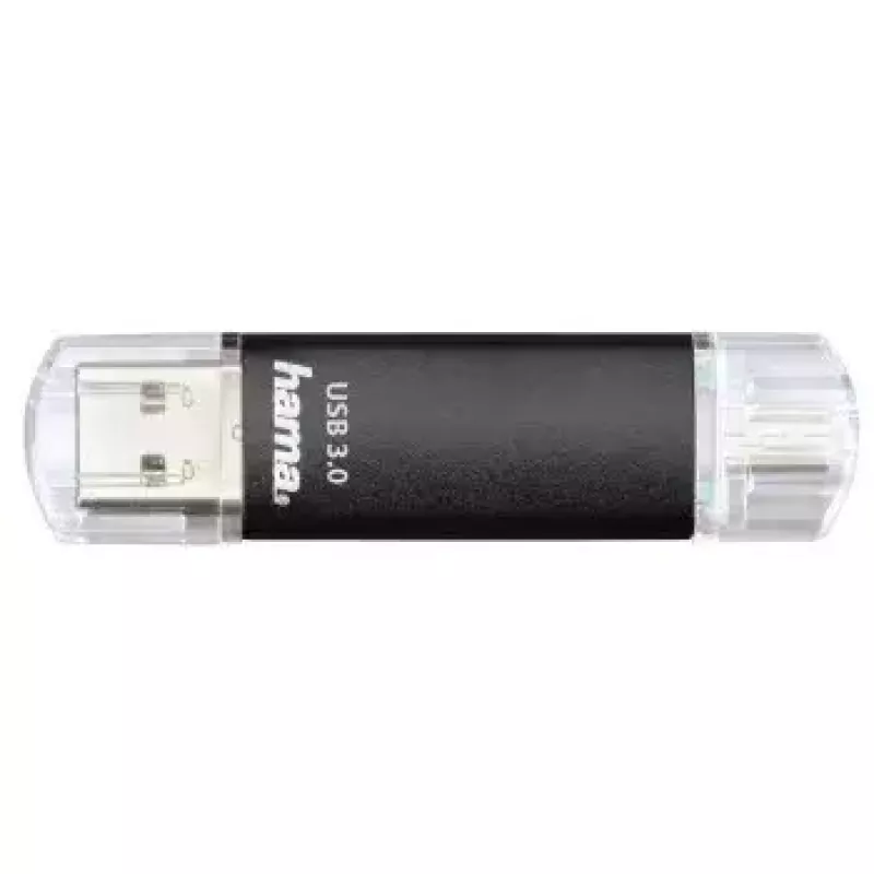 Hama Laeta Twin USB-Flash-Laufwerk, USB 3.0, 128 GB, 40 MB/s, schwarz