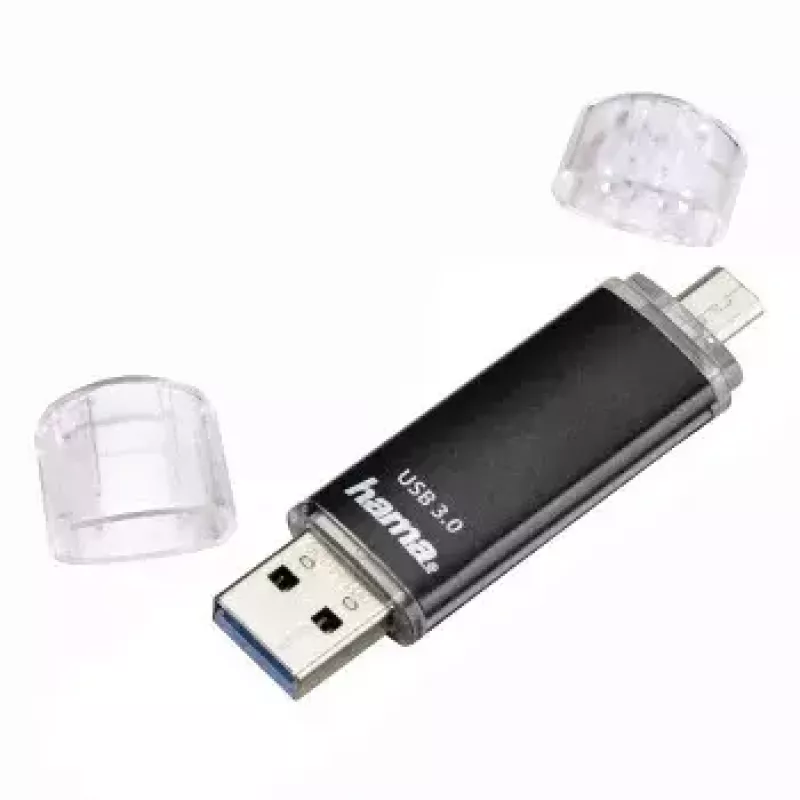 Hama Laeta Twin USB-Flash-Laufwerk, USB 3.0, 128 GB, 40 MB/s, schwarz