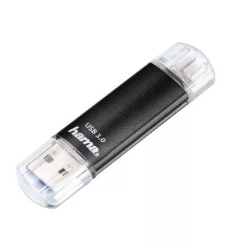 Hama Laeta Twin USB-Flash-Laufwerk, USB 3.0, 128 GB, 40 MB/s, schwarz