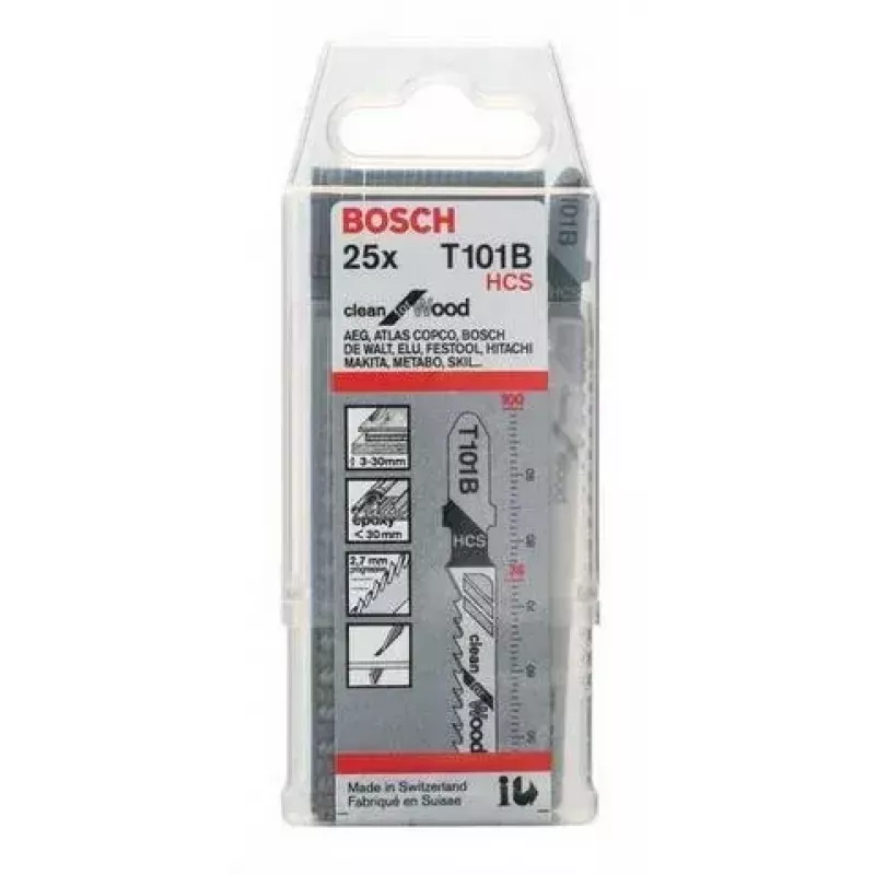 Bosch 2 608 633 622 Stichsäge-/Säbelsäge-/Multisägeblatt Stichsägeblatt Kohlenstoffstahl (HCS) 25 Stk.