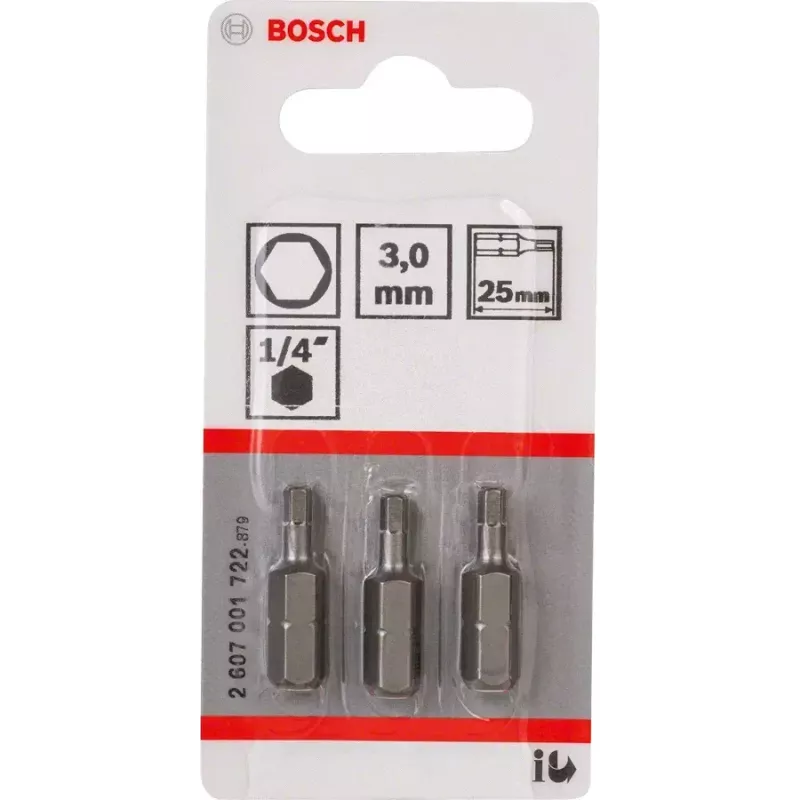 Schraubendreherbit Bosch 2607001722 extra hart Hex 3 mm 25 mm 3 Stück