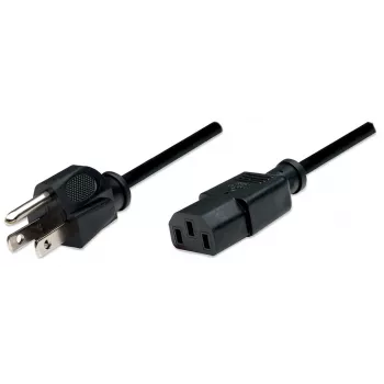 Manhattan Netzkabel, US 2-poliger Stecker (NEMA 5-15) auf C13 Buchse (Kaltgerätestecker), 1,8 m, Schwarz, Polybeutel