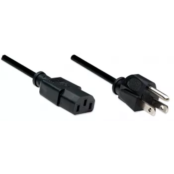 Manhattan Netzkabel, US 2-poliger Stecker (NEMA 5-15) auf C13 Buchse (Kaltgerätestecker), 1,8 m, Schwarz, Polybeutel