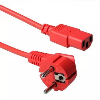 ACT Netzkabel Netzstecker CEE 7/7 Stecker (gewinkelt) - C13 rot 0,6 m