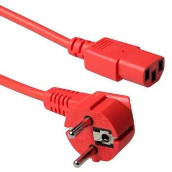ACT Netzkabel Netzstecker CEE 7/7 Stecker (gewinkelt) - C13 rot 1,8 m