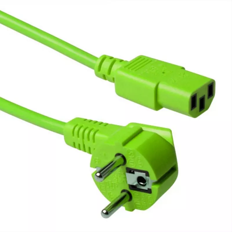 ACT Netzkabel Stecker CEE 7/7 Stecker (gewinkelt) - C13 grün 3 m
