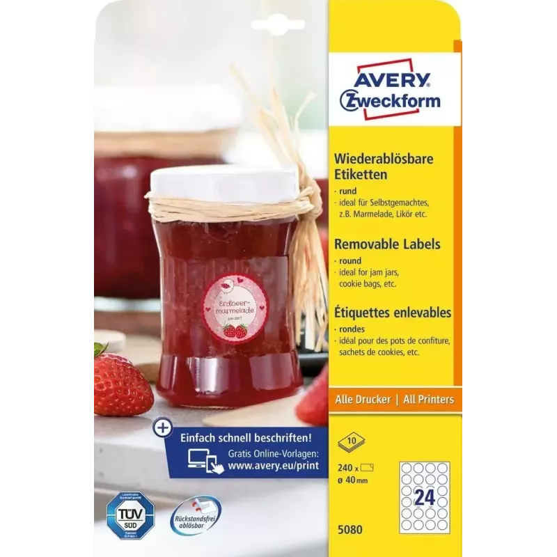 Selbstklebende Etiketten Kreis Avery 5080