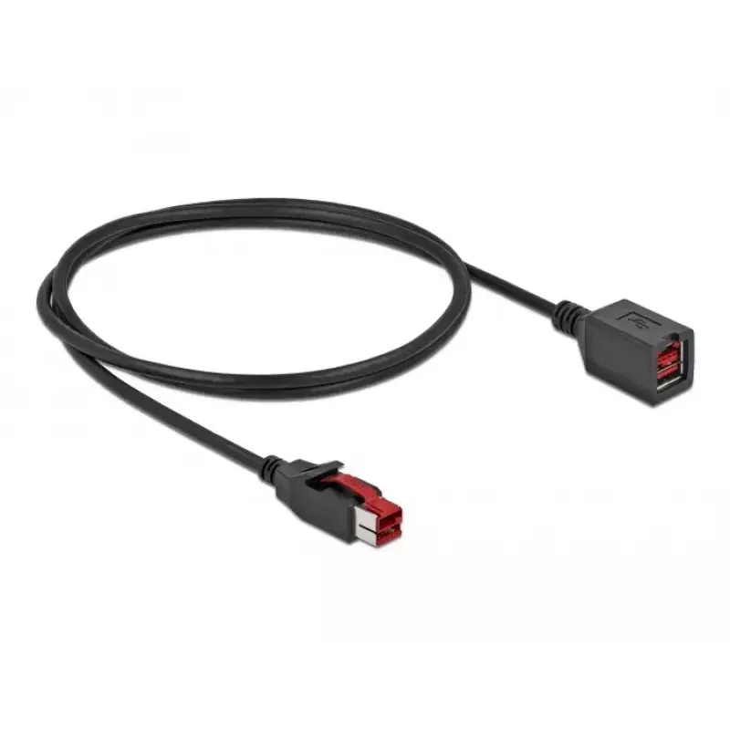 Verlängerungskabel mit Stromversorgung USB DeLOCK 85985 24 V 1 m Schwarz