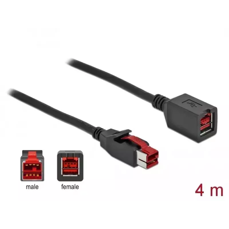 Aktives USB-Verlängerungskabel DeLOCK 85988 24 V 4 m Schwarz