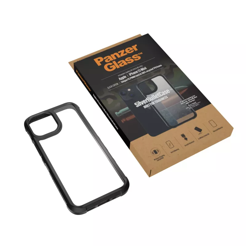 Cover PanzerGlass SilverBullet ClearCase iPhone 13 Mini Schwarz