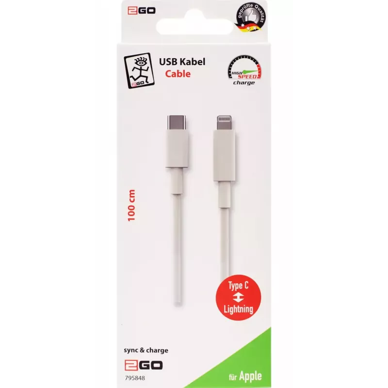 Lightning-Kabel 2GO 795848 1m USB C auf Lightning Weiß