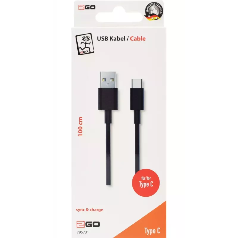 USB-Kabel 2GO 795731 1m USB B USB C USB 3.2 Gen 1 Schwarz