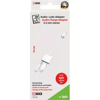 Lightning-Kabel 2GO 797239 0,1 m Weiß Lightning auf Lightning + 3,5 mm