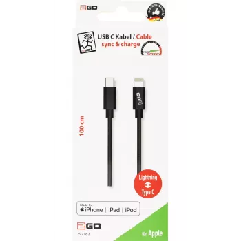 Lightning-Kabel 2GO 797162 1 m Schwarz USB-C