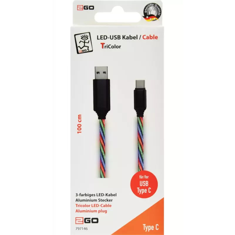 USB-Kabel 2GO 797146 1 m USB B USB C Mehrfarbig