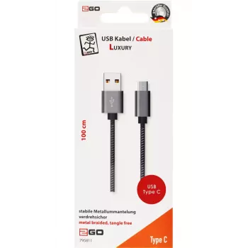 USB-Kabel 2GO 795812 USB 3.2 Gen 1 1m USB B USB C Grau