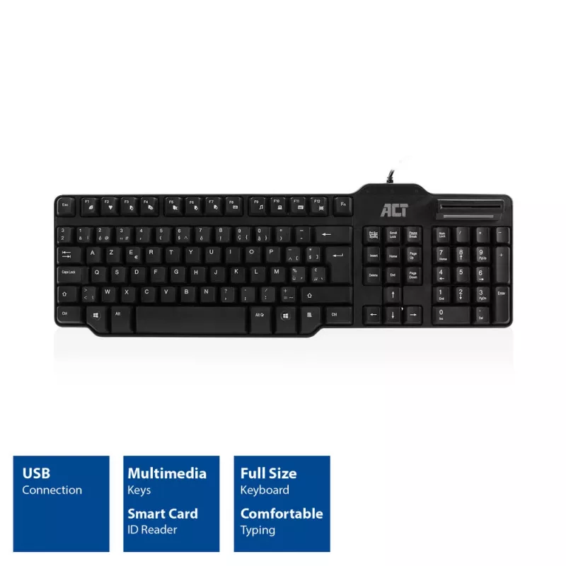 ACT Kabelgebundene Tastatur mit Smartcard-Leser (Azerty/BE-Layout)