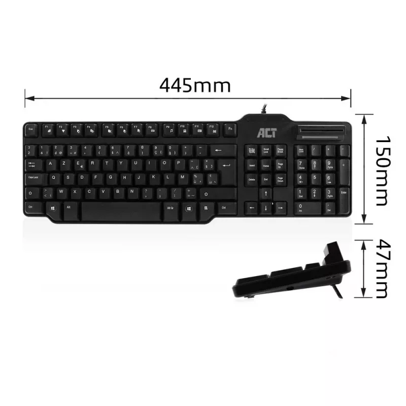 ACT Kabelgebundene Tastatur mit Smartcard-Leser (Azerty/BE-Layout)