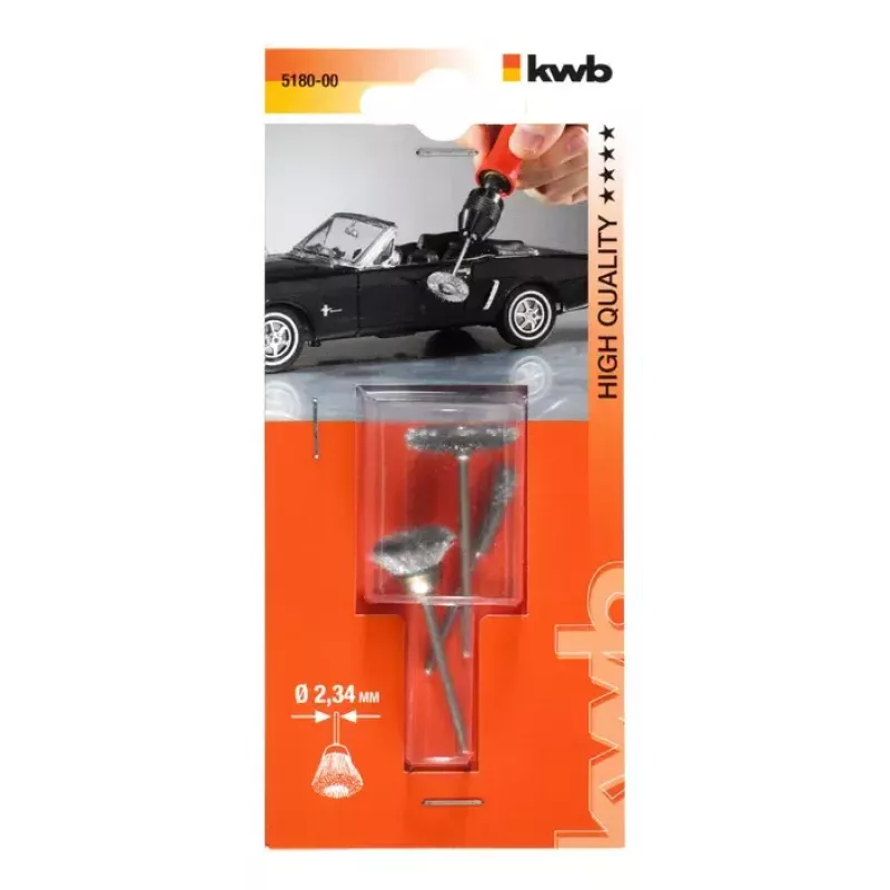 kwb 518000 Drahtbürstensatz, 3-teilig, HSS-Stahldraht, gewellt