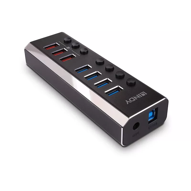 Lindy 4 Port USB 3.0 Hub mit 3 Quick Charge 3.0 Anschlüssen