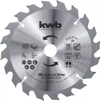 Kreissägeblatt KWB 584359 16 cm für Laminat MDF Kunststoff