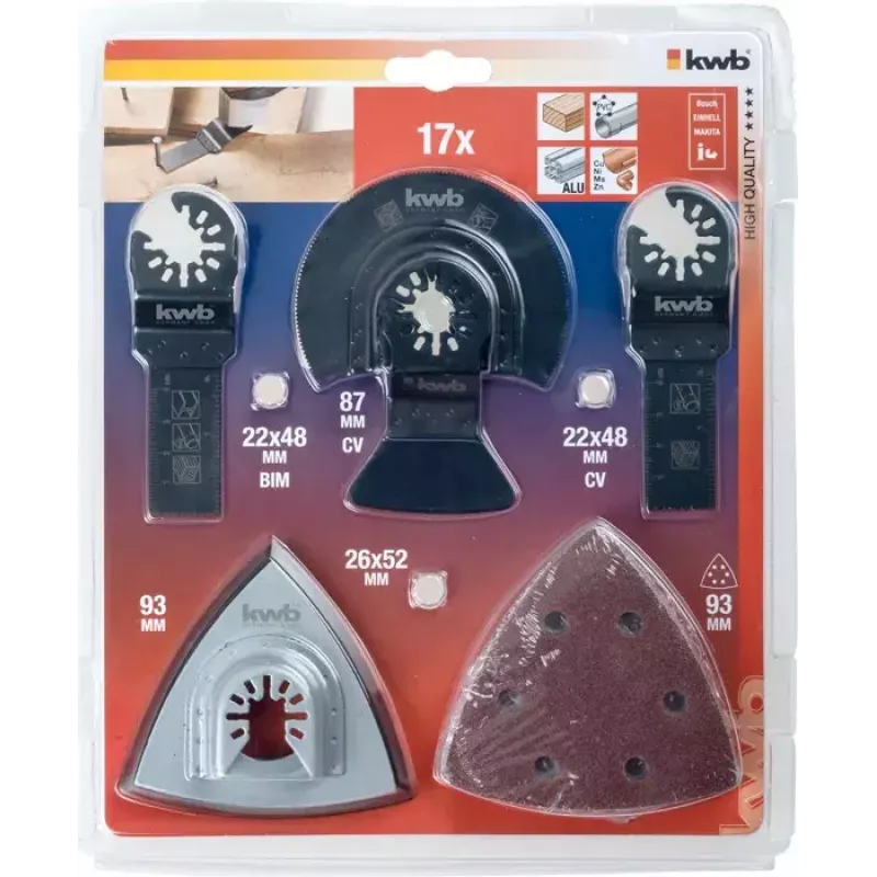 Blade set kwb Universal kit 17 pcs für Aluminium Beton Kupfer Gipskarton Kunststoff Blech Holz