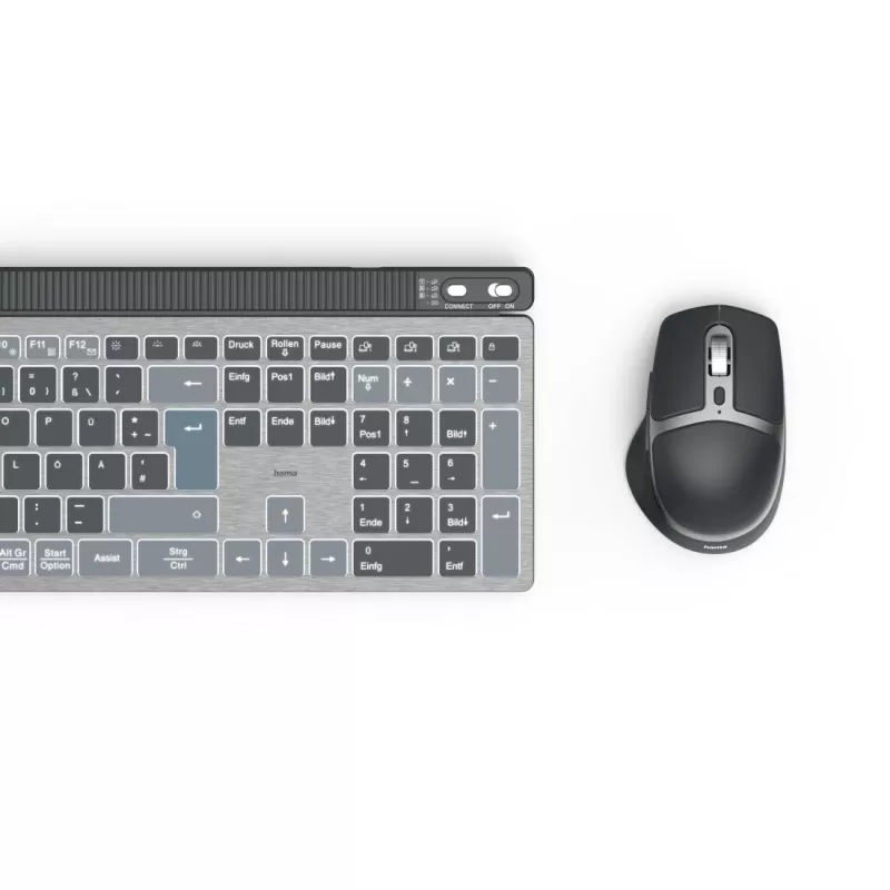 Hama WKM-750 Tastatur Maus enthalten Home/Office Bluetooth QWERTZ Deutsch Anthrazit, Schwarz, Blau