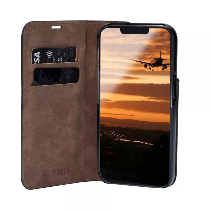 Wallet-Hülle JT BERLIN 11106 für iPhone 16E 15,4 cm Schwarz