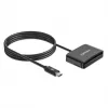 Manhattan USB-C Kontakt-Chipkartenleser mit MicroSD-Steckplatz, USB Typ-C Stecker auf Kontaktleser-Schnittstelle und microSDXC, unterstützt Windows, macOS und Linux, liest SIM-Karten mit Adapter, Kabel 1 m, Schwarz, drei Jahre Garantie