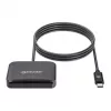 Manhattan USB-C Kontakt-Chipkartenleser mit MicroSD-Steckplatz, USB Typ-C Stecker auf Kontaktleser-Schnittstelle und microSDXC, unterstützt Windows, macOS und Linux, liest SIM-Karten mit Adapter, Kabel 1 m, Schwarz, drei Jahre Garantie